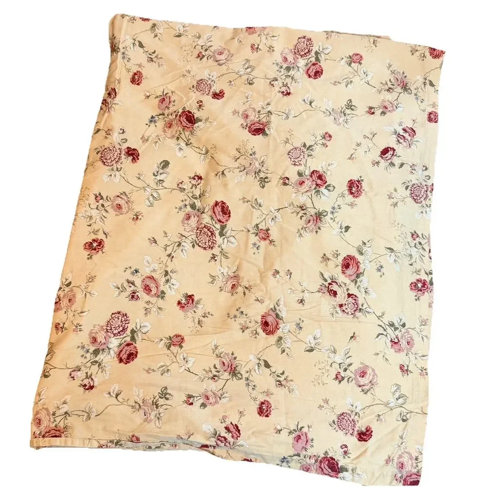 Large Waverly Sonata Rose Tablecloth Gold Red Pink Floral Rectangular 72x108
